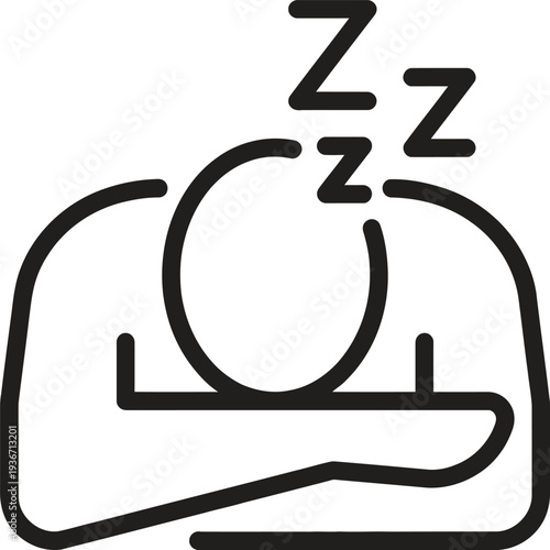 Minimalist sleeping person icon vector illustration black line art representing rest and recovery for digital interface