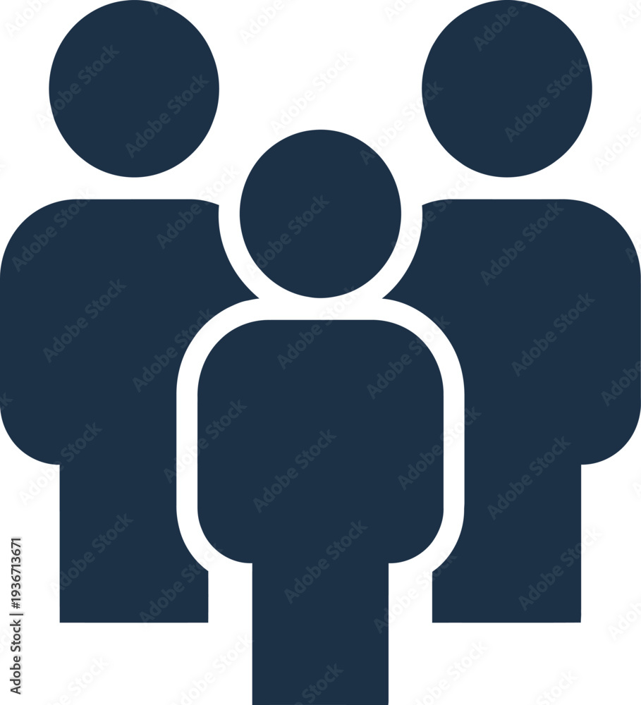 Fototapeta premium Group of people icon with dark blue silhouette representing teamwork collaboration and community connection against transparent background