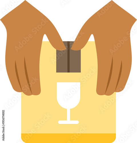 Illustration of hands holding a sealed fragile package ready for safe delivery