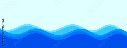 Abstract Blue Ocean Waves Background Layered Water Sea Vector Illustration