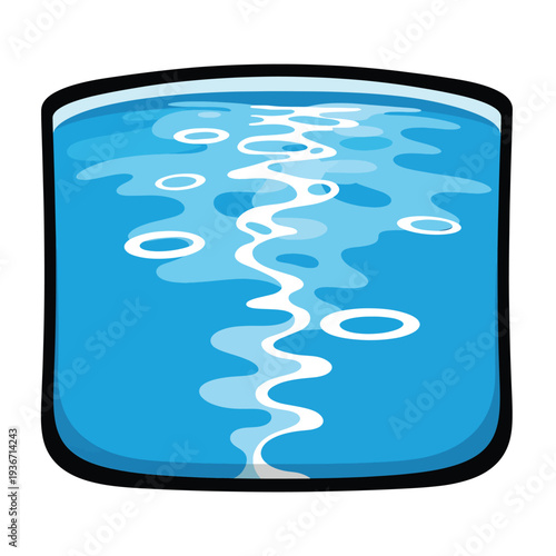 A cartoon glass of bubbly blue liquid