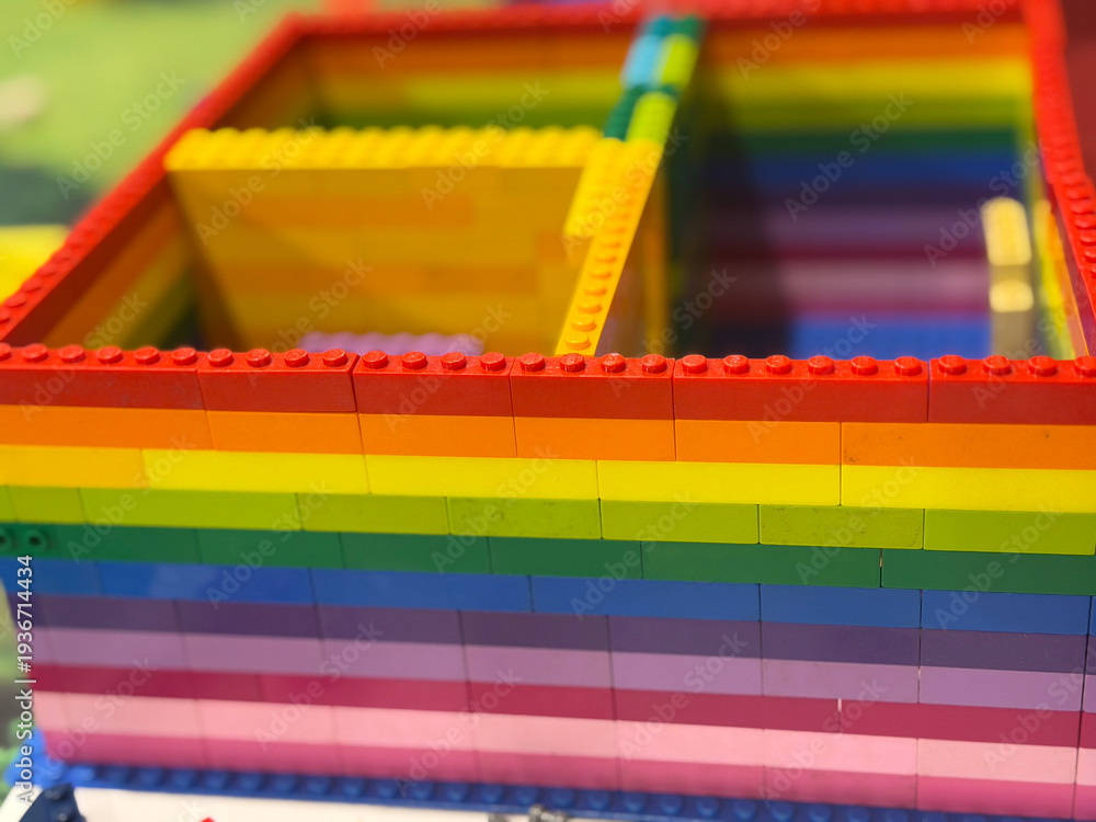 Fototapeta premium Rainbow lego brick box