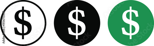 Dollar currency symbol icon set finance money payment banking vector collection pack