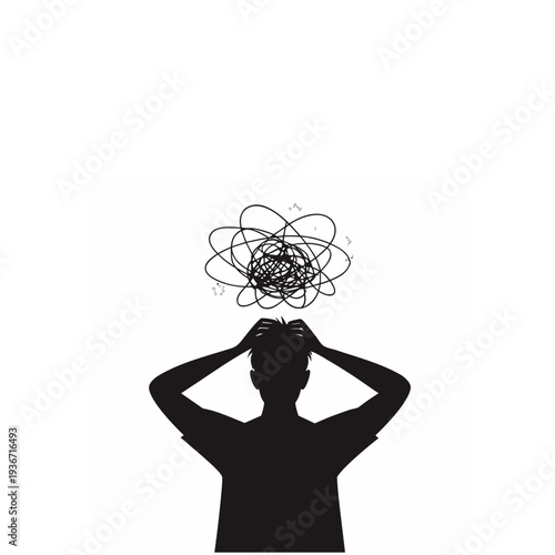 silhouette of depressed person sitting and covering face for mental health and burnout concept