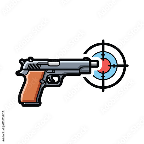 A gun aimed at a target