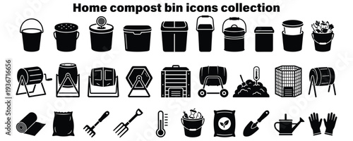 Comprehensive home composting icons for eco friendly gardening projects
