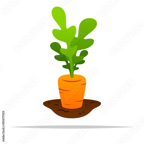 Growing carrot in soil vector isolated illustration