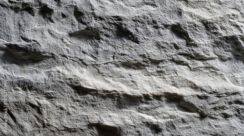 A close-up view of a rugged gray rock surface with rough texture