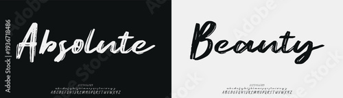 Absolute Beauty, Script beauty luxury font alphabet logo. Typography beautiful fashion elegant classic letters serif italic fonts decorative wedding vintage blossom logos. vector illustration

