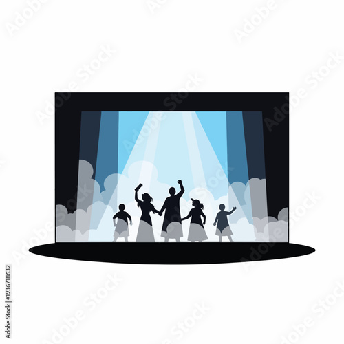 A family enjoys a theatrical performance