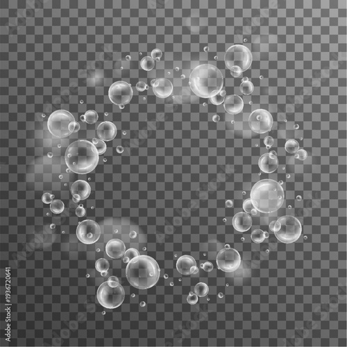 Realistic water bubbles frame