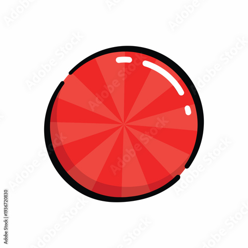 A red circular object with a glossy appearance