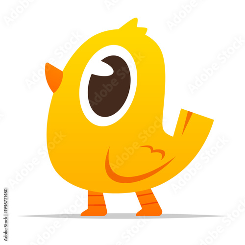 Cartoon yellow bird vector isolated illustration