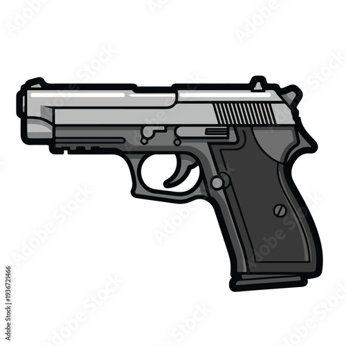 A gray and black semi-automatic pistol