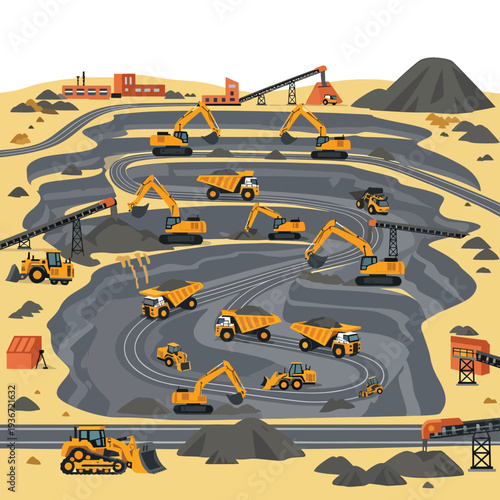 A mining site with heavy machinery