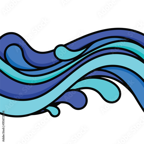 A flowing wave of blue and teal hues