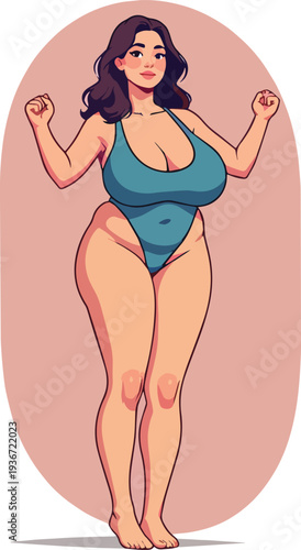 donna estate in costume da bagno mentre fa esercizi di ginnastica sport movimento yoga vettoriale