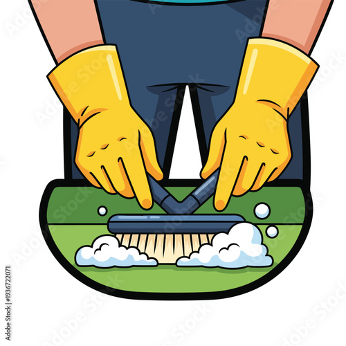 A person cleaning with a scrub brush