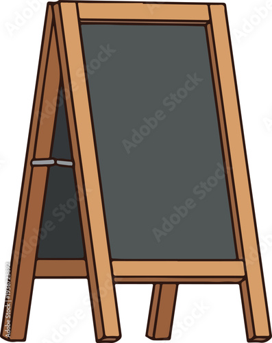 Wooden sandwich board chalkboard for cafe or restaurant menu advertising isolated on transparent background for design layout