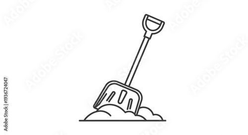 Garden Shovel Immersed in Soil, Indicating Outdoor Work or Planting, Isolated White Background.