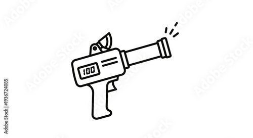 Handheld Radar Speed Gun Measuring Velocity with Digital Display, Isolated White Background.