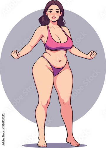 donna estate in costume da bagno mentre fa esercizi di ginnastica sport movimento yoga vettoriale