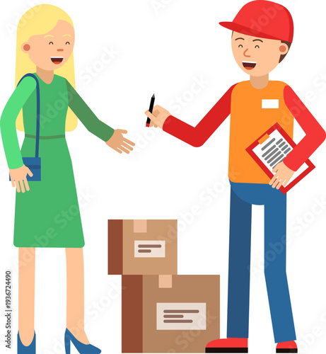 Shipping boxes delivery. Courier job cartoon icon