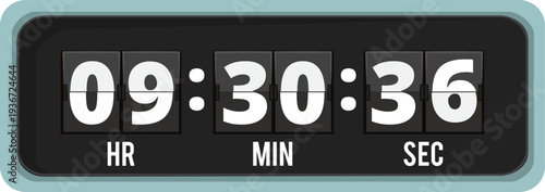 Countdown flip number clock. Black timer icon