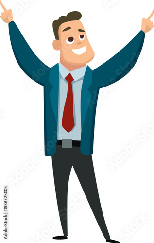 Office manager success joy. Happy business worker