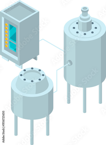 Medical sterilizer isometric icon. Autoclave laboratory equipment
