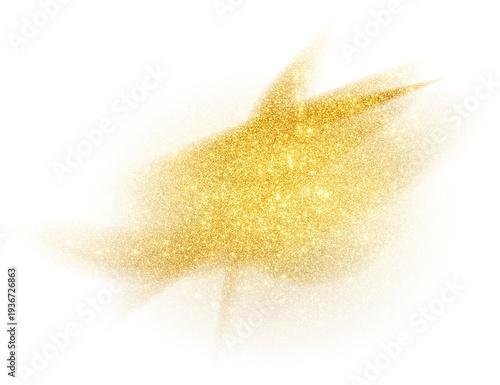 Schilderij op canvas Abstract golden glitter stroke shaped like a majestic wing with sparkling textur