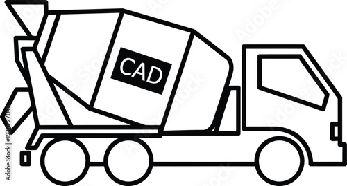 CAD concrete mixer truck for construction and design applications