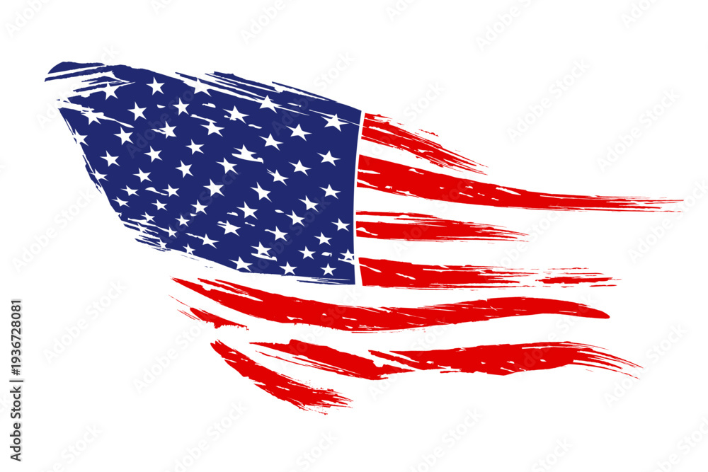 Obraz premium Isolated design component, grunge style US flag drawing.