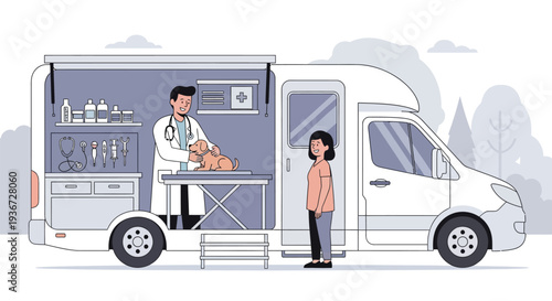 Mobile food vendor serving customer vector
