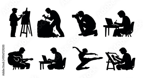 Artists and creators performing creative activities in studio