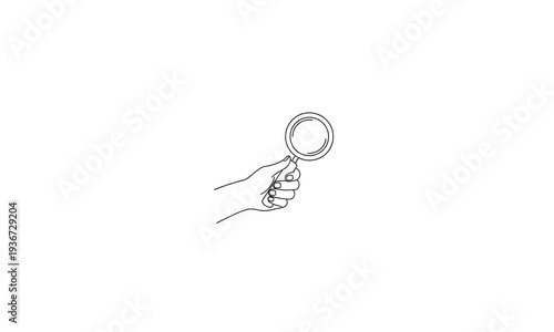 simple hand holding magnifying glass search icon design