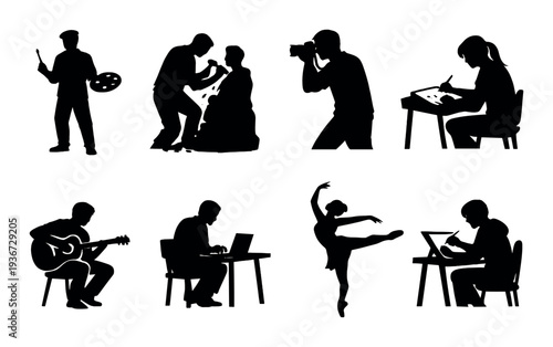 Artists and creators performing creative activities in studio