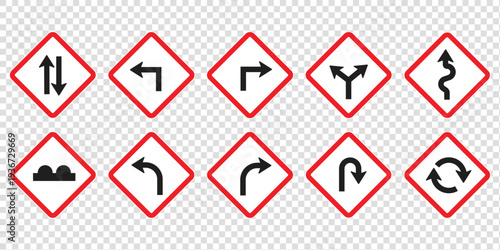 Set of black directional arrow icons including U turn, right turn, left turn, and straight arrows. Simple vector signs for traffic, navigation, and road directions.