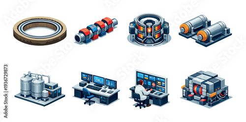 Energy modules and control consoles in technical facility