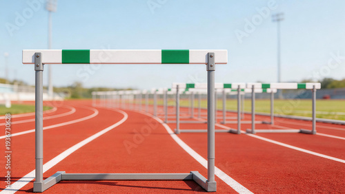 Athletic Hurdles on Red Running Track