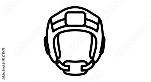 Outline drawing of durable boxing headgear for optimal protection, essential combat sports equipment, isolated white background.