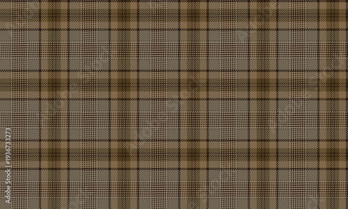 Obraz na plátně Seamless plaid fabric in khaki, brown, and beige colors, suitable for fashion, textiles, and backgrounds