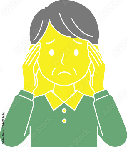 Person suffering from headache holding temples vector illustration stress pain health problem concept