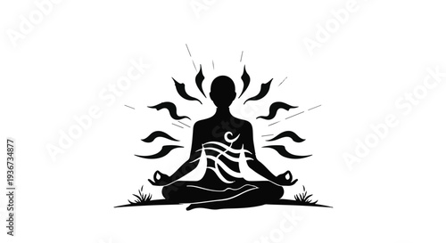 Gemini said

Silhouette illustration of a woman in a lotus meditation pose vector representing health, zen relaxation, and spiritual fitness through a black symbol of a sitting person exercising for c