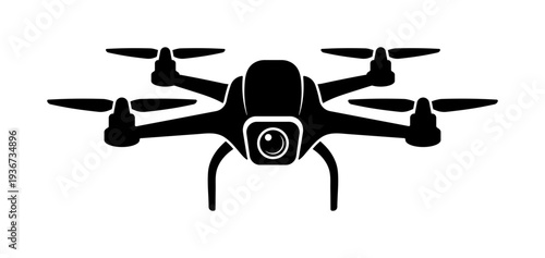 Black drone with camera icon, without background