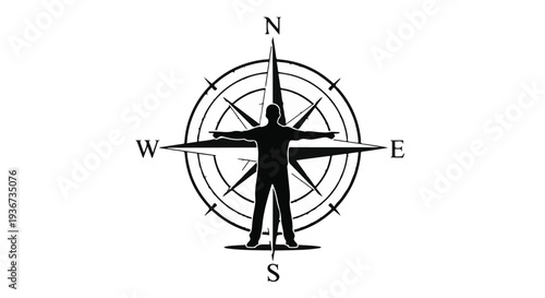 Gemini said

A black and white nautical compass rose and cross icon vector illustration features a star design for map navigation, travel direction, and sea adventure exploration