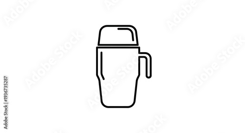 Insulated Thermos Bottle for Hot Drinks, Isolated White Background.