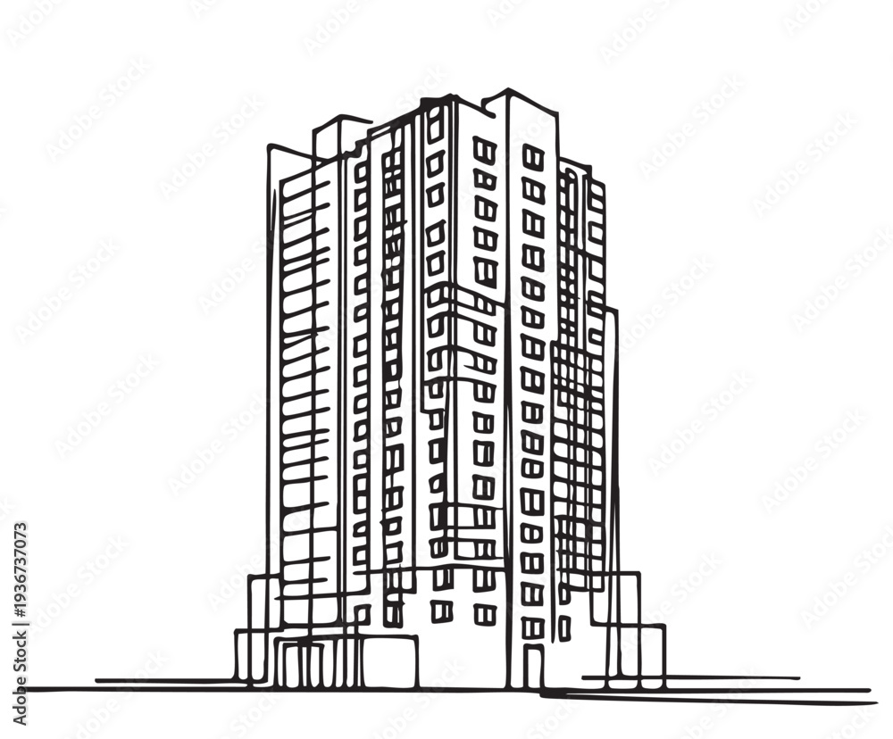 Obraz premium Abstract Sketch - Modern High-rise Buildings. Vector Illustration