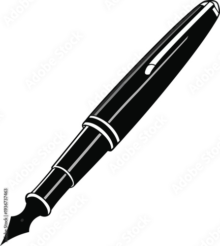 Stylish fountain pen silhouette vector for writing concept