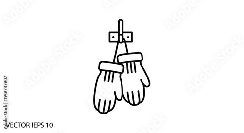 Pair of boxing gloves hanging ready for sport training on isolated white background